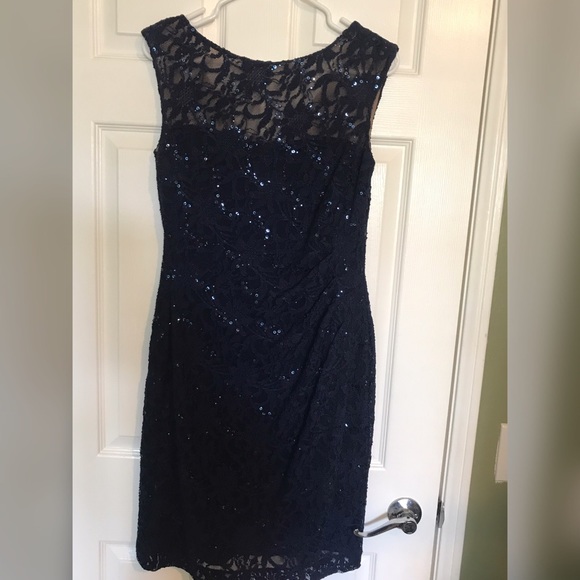 Ralph Lauren Navy blue sequin and lace dress - Picture 2 of 8